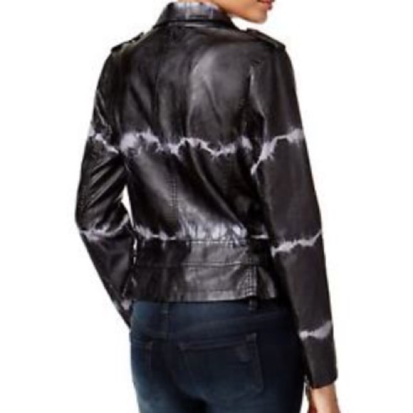 Bar III black leather acid wash jacket - Picture 3 of 5